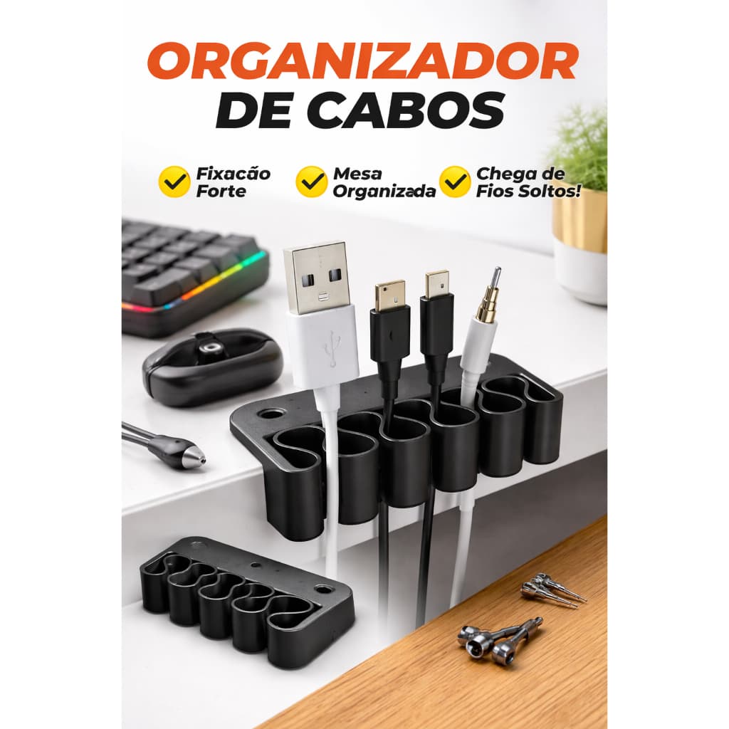 Organizador de Cabos para Mesa, Organizador de Fios e Cabos, Home Office Escritório Mesa Gamer