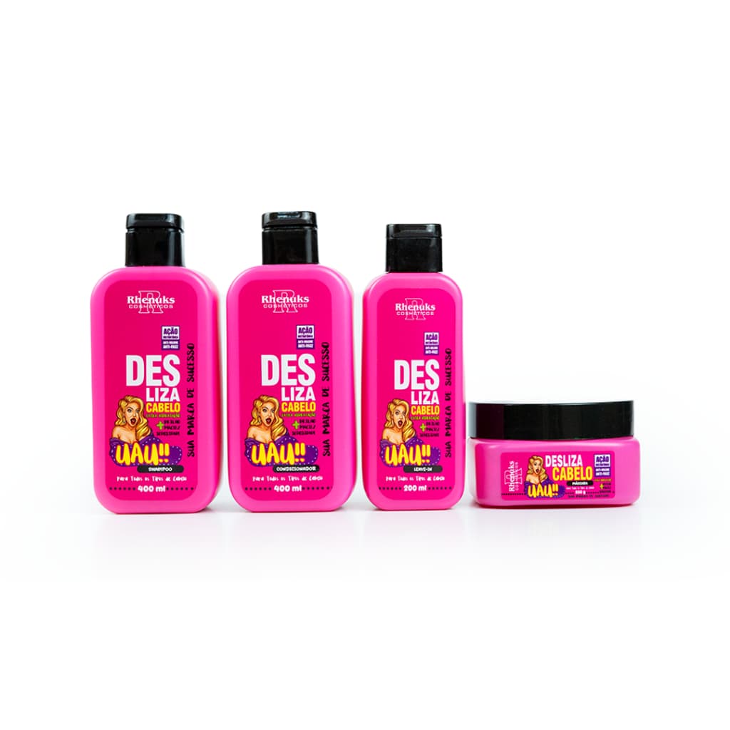 Kit Capilar Rhenuks Desliza Cabelo 4 Produtos Antifrizz Antivolume Hidratação Brilho 400ml 280g