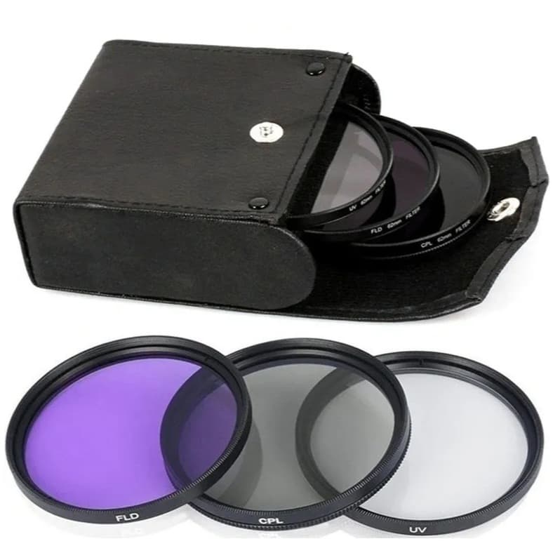 3 Filtro Lente 49mm Cpl Polarizador Fld Uv Camera Canon Sony