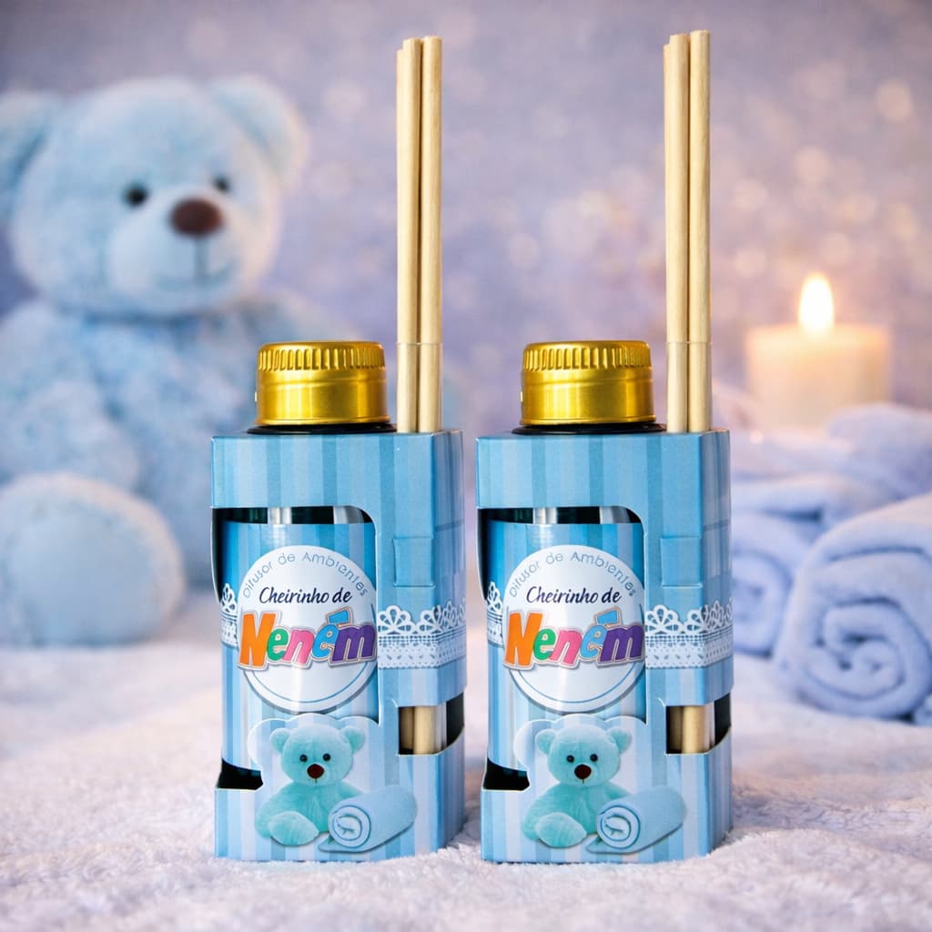 Kit Difusor de Ambiente 100ml Cheirinho de Neném Aromatizador de Ambiente Perfume para Casa Quarto Bebê Fragrância Suave