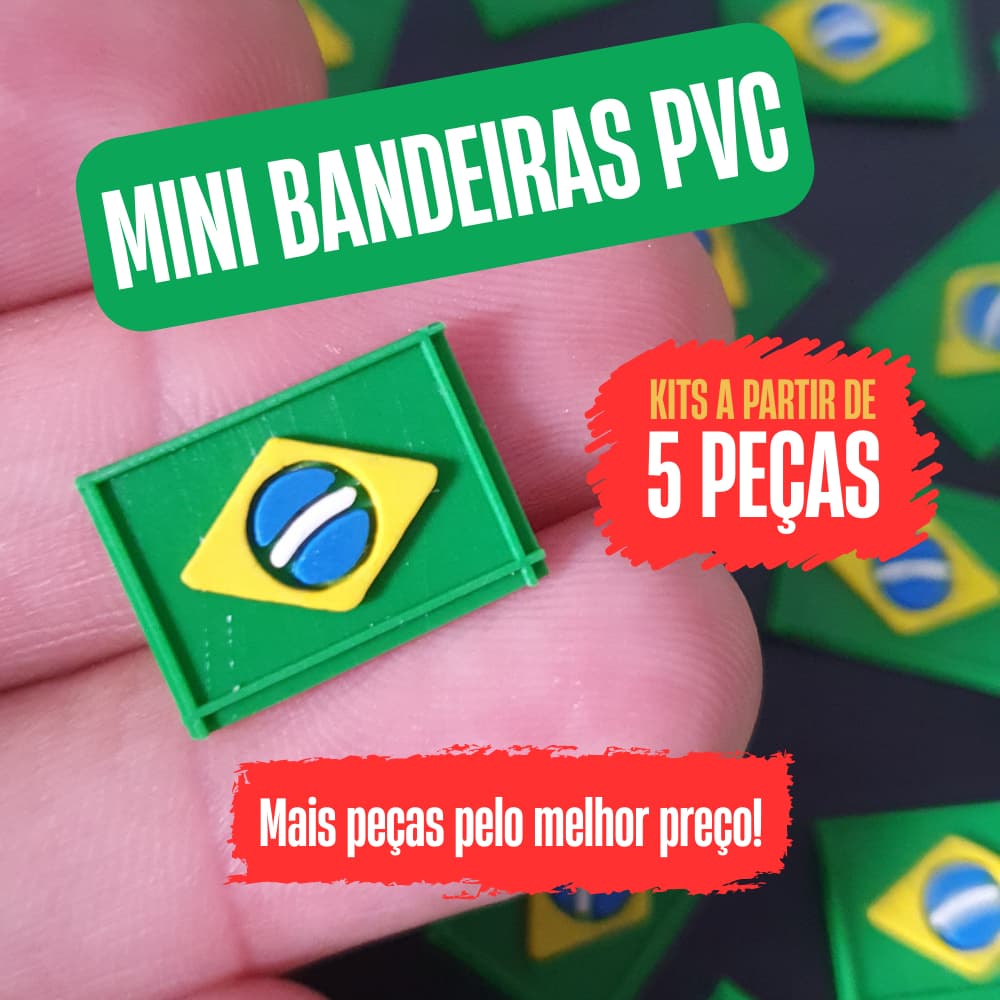 Bandeira do Brasil Aplique Emborrachado 16x11mm - Kit 5 Unid OU + | Para Chinelos, Bolsas e Personalização Copa do Mundo