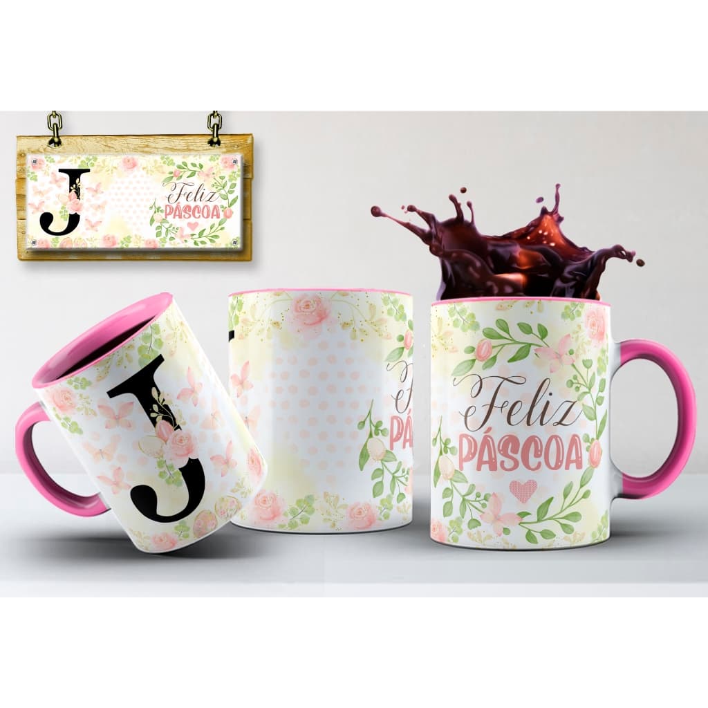 Caneca Alfabeto Páscoa Premium com todas as iniciais