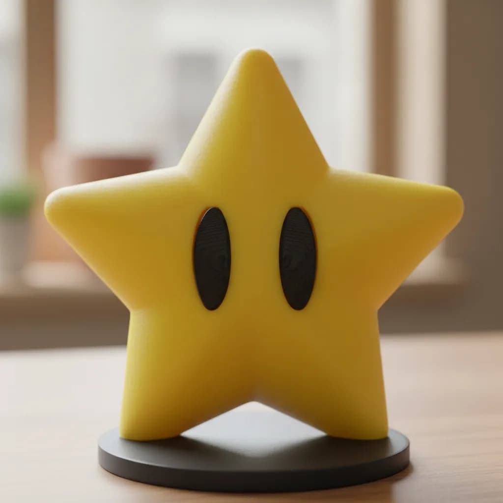 Estrela Mario 3D Decorativa – Enfeite Gamer para Mesa, Quarto e Setup | Super Mario
