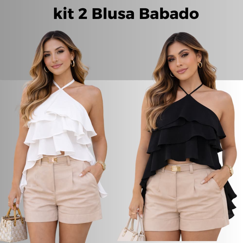 Kit 2 Blusas Femininas Com Babado, Leves, Elegantes e Perfeitas Para Qualquer Ocasião