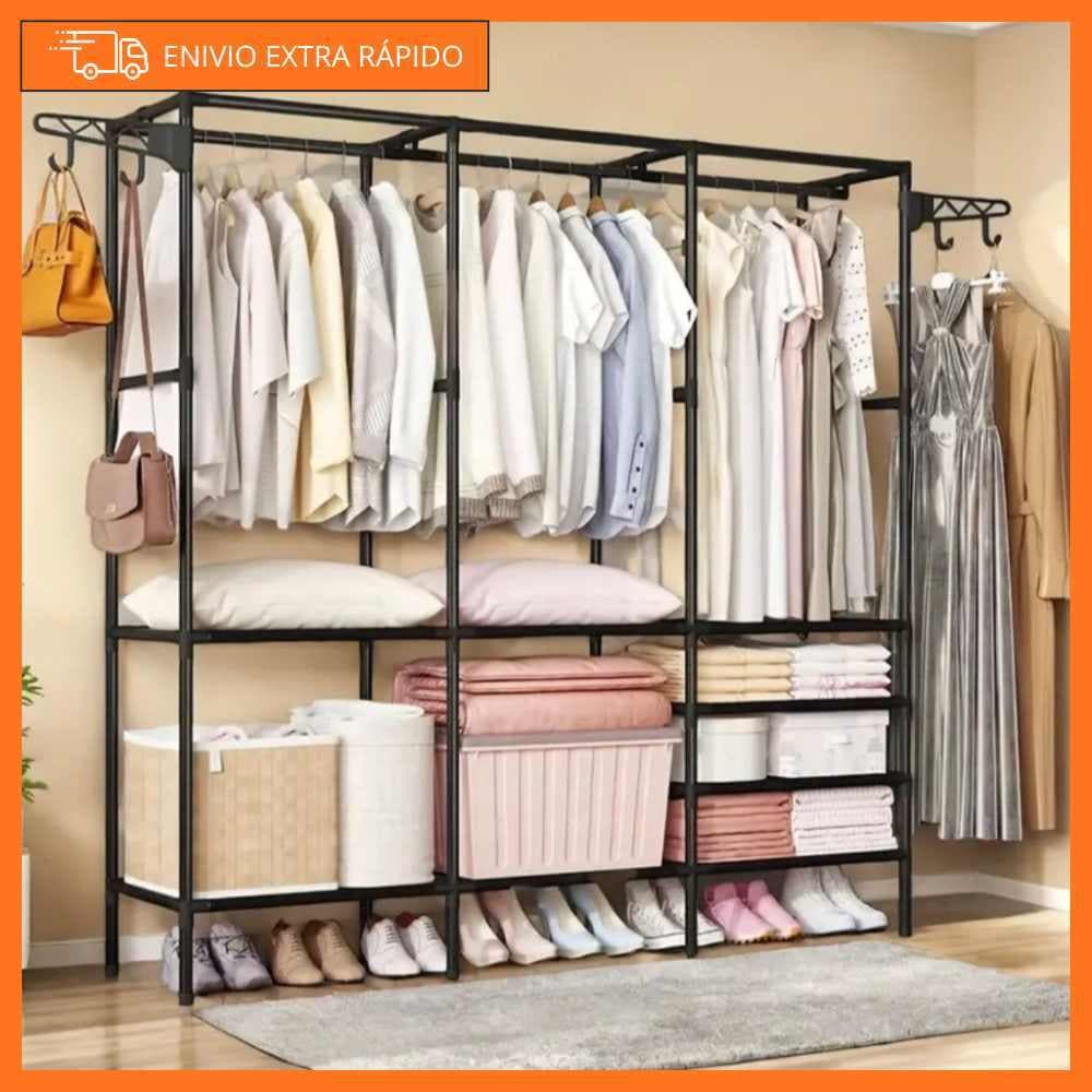 Guarda Roupa Arara Portátil Multifuncional Desmontável Organizador de Aço 2, 3 e 4 divisórias