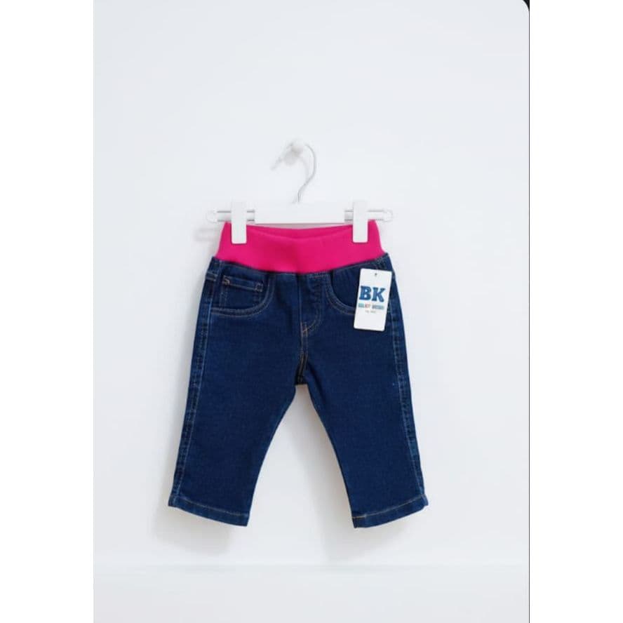 CALÇA JEANS COM ELÁSTICO  BEBÊ MENINA