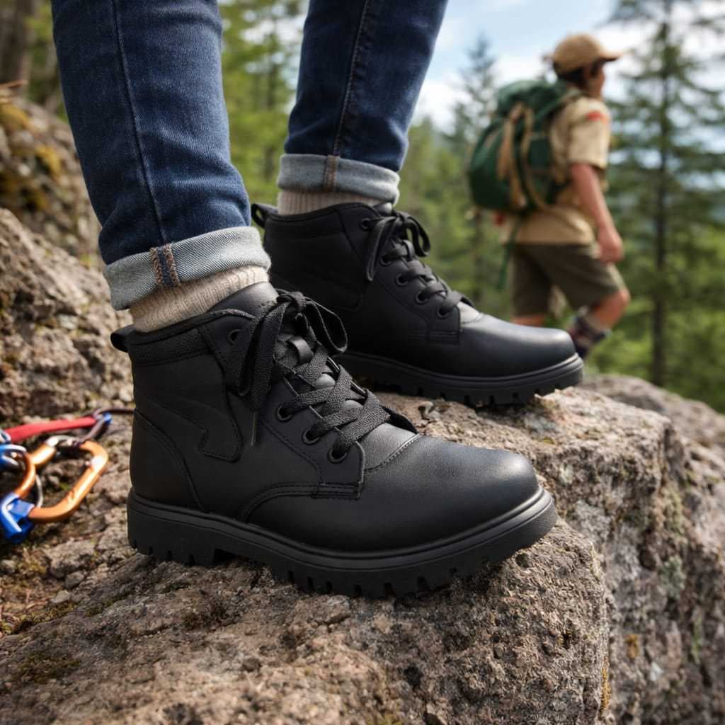 Coturno Menino Infantil  Cano Médio Botinha Tratorada