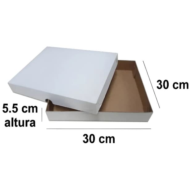 kit 2 Caixa Embalagen Branca  Quadrada 40x40x5 Cm Para Doces E Salgados Branco