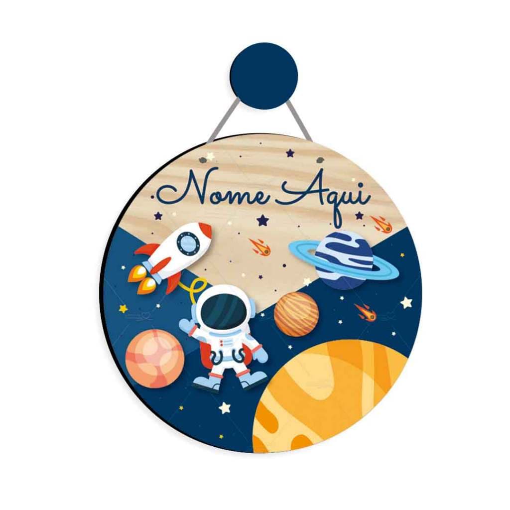 Enfeite Porta Maternidade Astronauta Quadro Decorativo Infantil Nome Personalizado