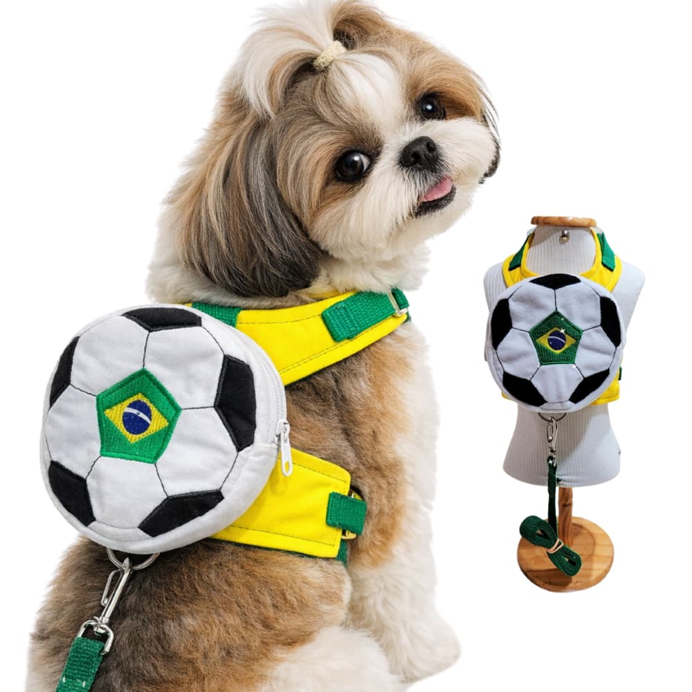 Guia Peitoral Mochila Para Cães e Gatos Bola Copa do Mundo