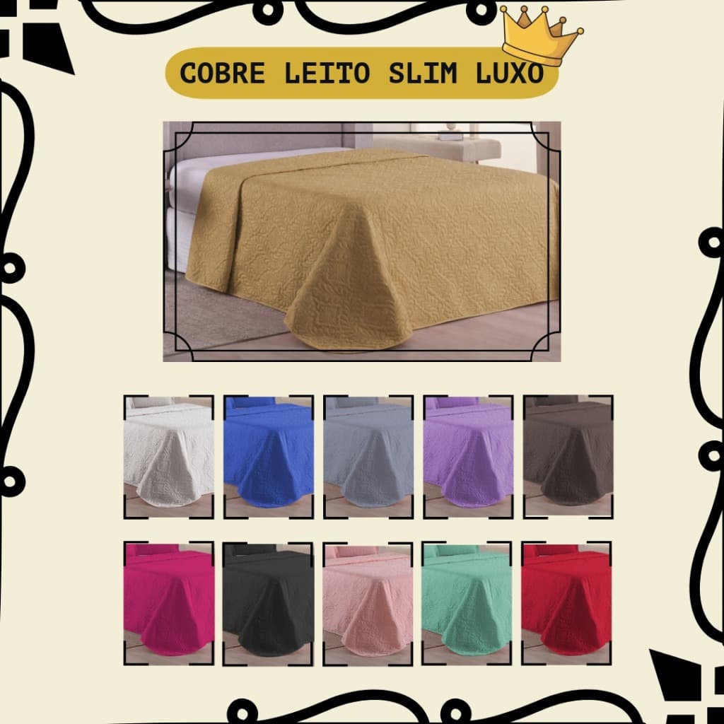 Colcha Cobre Leito Slim Luxo Premium Solteiro-Casal-Queen - Ótimo Custo Beneficio