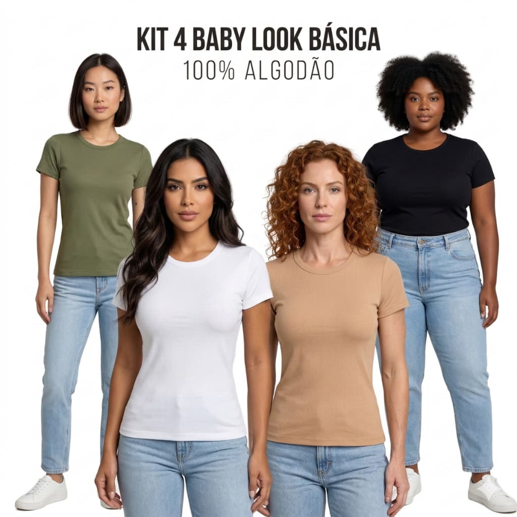 Kit 4 Baby Looks Femininas Toque Natural 100% Algodão – Conforto e Estilo no Dia a Dia
