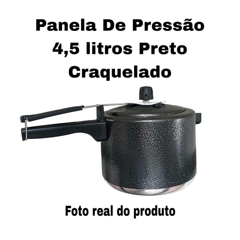 PANELA DE PRESSÃO 4,5 LITROS - FECHAMENTO INTERNO - PRETO CRAQUELADO