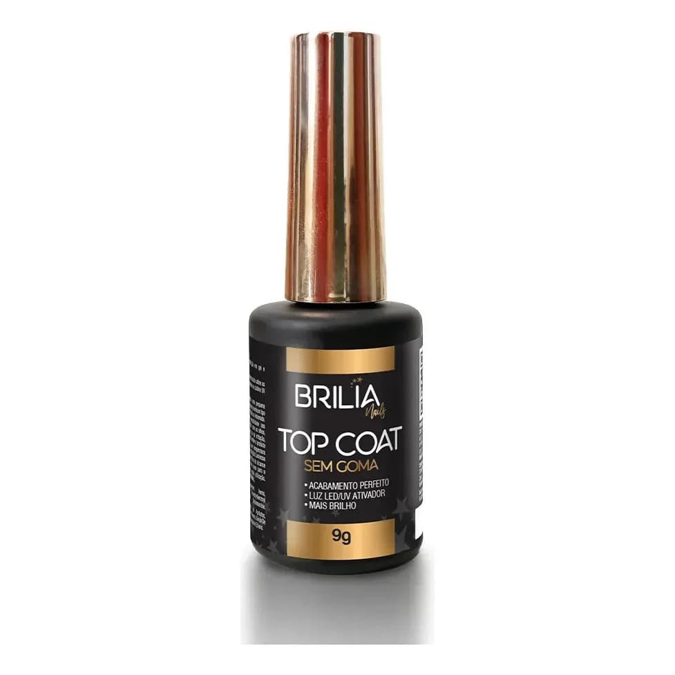 Top Coat Brilia Nails sem goma 9g Acabamento Alongamento de Unhas e Blindagens