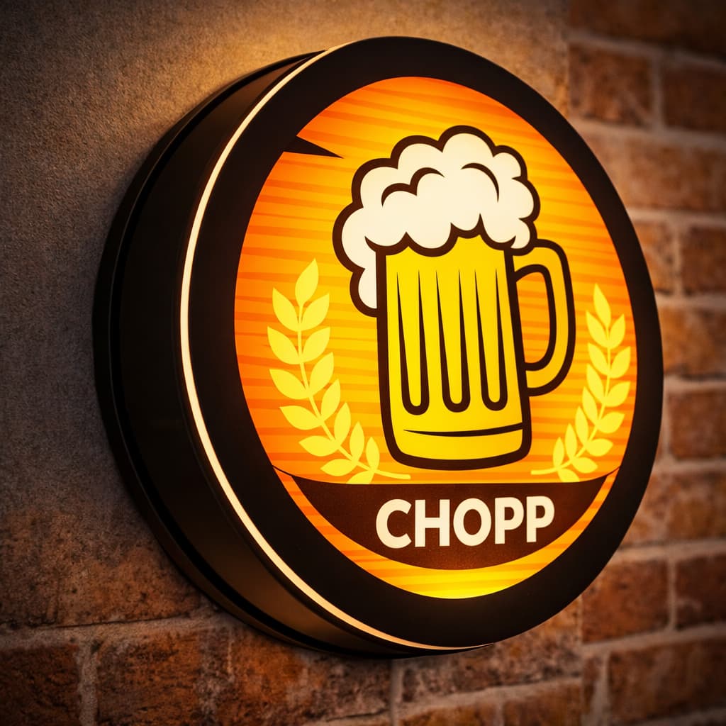 Luminoso LED Personalizado 30cm Placa Letreiro Bar Chopp Logomarca Display Iluminado