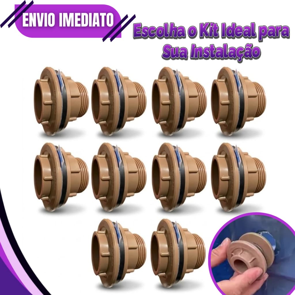 Kit 10, 6,5 Adaptador Flange 50mm 1.1/2 Multilit Conexão Hidráulica PVC