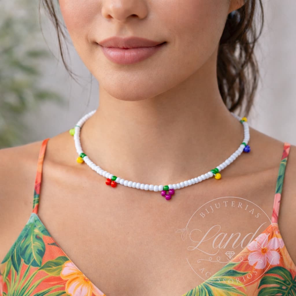 Colar Gargantilha Choker Miçanguinhas Frutas Cereja Melancia Moda Verão Praia
