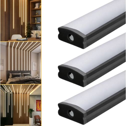 3 Barras Perfil De Led Sobrepor 17mm 1M + Difusor 3m Linear Iluminação MOderna