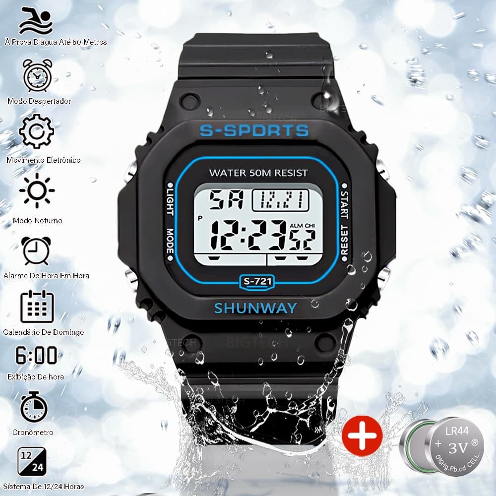 Relógio Pulso Eletrônico Digital Masculinos À Prova D Água Led Original Luminoso Esportivo Para Homens Shock
