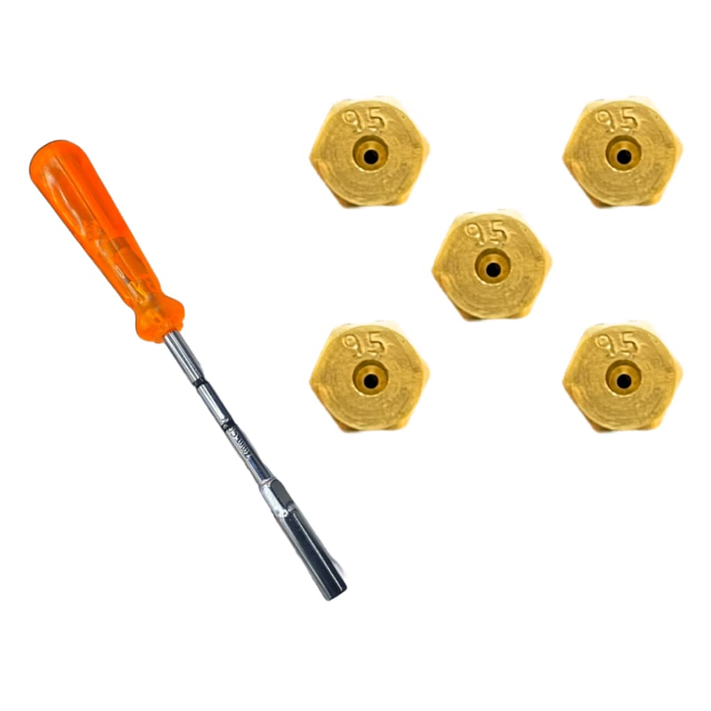 Kit 5 Bicos Injetores Conversão GLP Para GN Cooktop 5 Bocas Gás Encanado