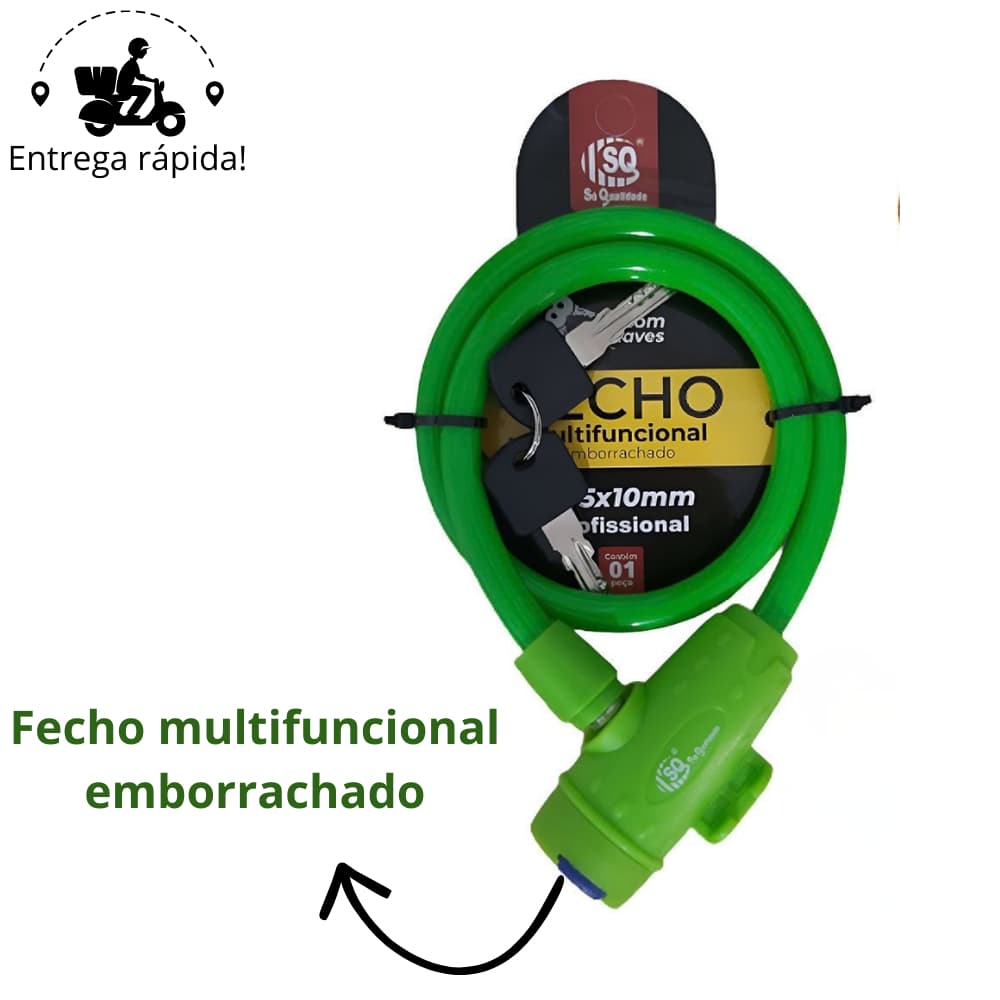 Corrente Cadeado para Moto Alta Segurança Trava Antifurto Reforçada Aço Temperado Emborrachado