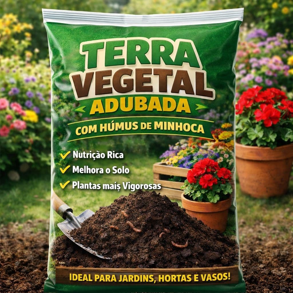 Terra Vegetal Adubada com Húmus de Minhoca 2kg, 5kg ou 10kg - PREÇO DE FÁBRICA planta horta natural