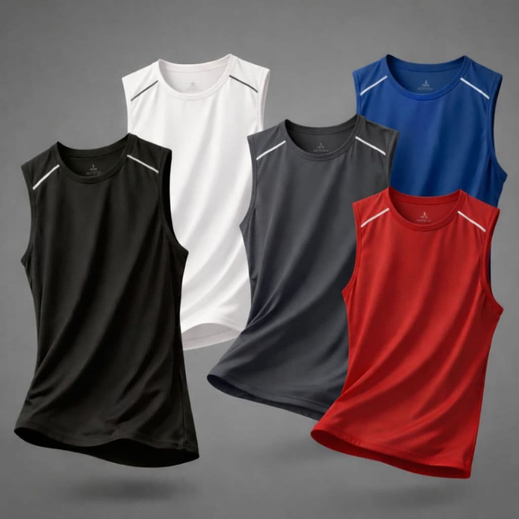 KIT5  Regatas Camisetas Regata DRYFIT lisa Masculina Esportiva Para Atividades Fisicas M ao GG