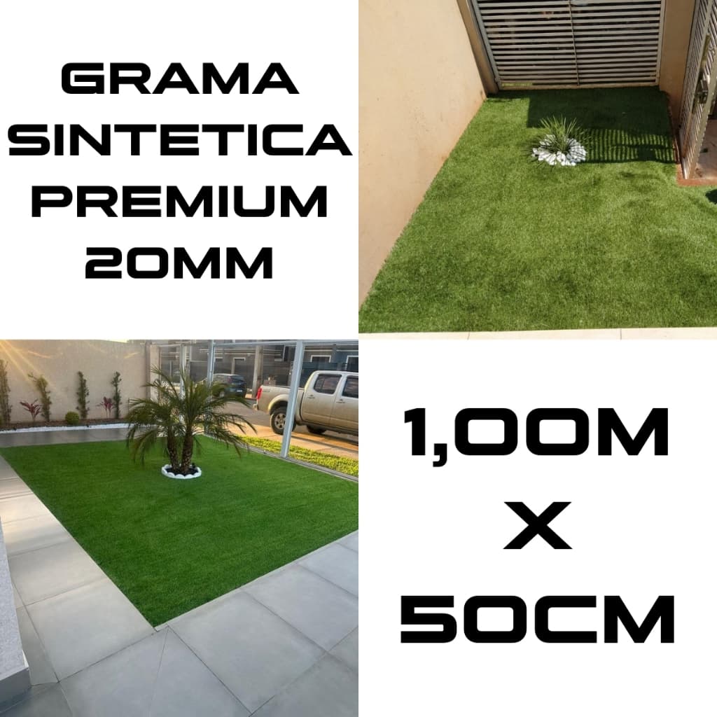Grama Sintética 20mm Identica a Natural Decorativa Tapete Grama 100cm x 50cm