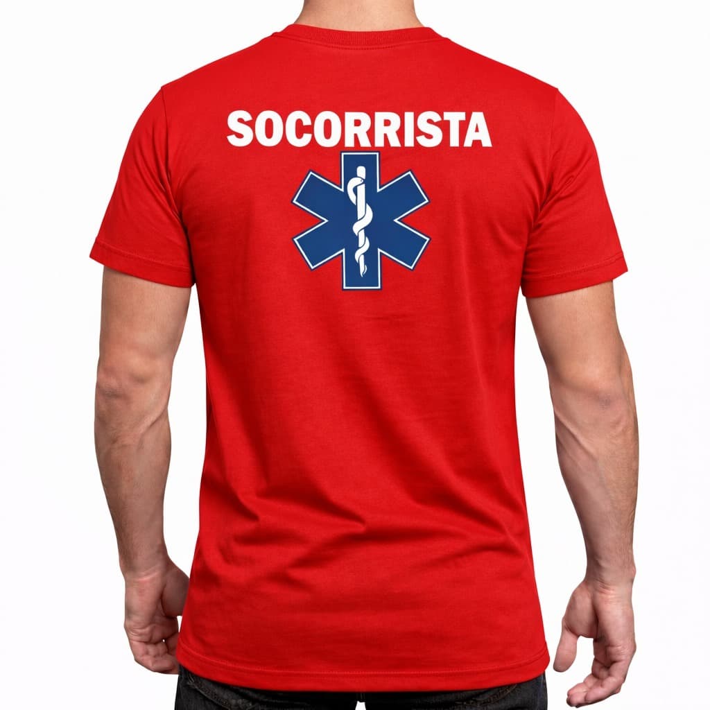 Camiseta Socorrista Emergência Uniforme Profissional 100% Algodão Envio Rápido