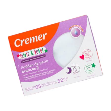 Fralda de Pano Pinte e Borde Branca 5 unidades- Cremer