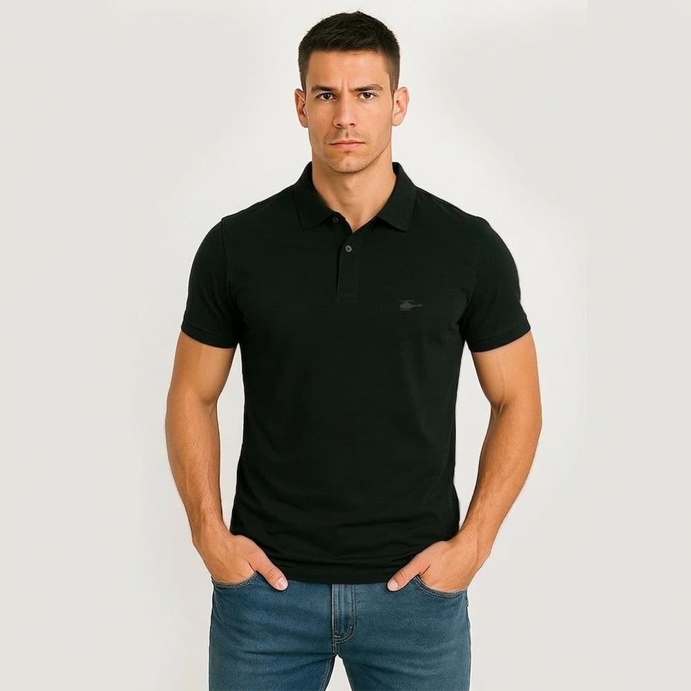 Camisa Polo Masculina Básica Sallo Premium Preto