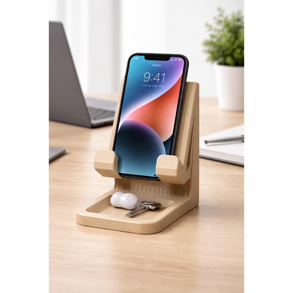 Suporte de Celular para Mesa com Porta Objetos | Organizador de Mesa para Smartphone | Base para Celular Escritório