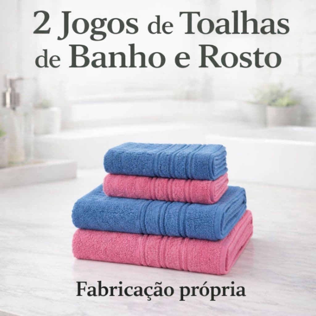 Kit 2 Jogo Toalhas Banho Rosto Cecília 100% Algodão 70x135 45x70 Macia Absorção