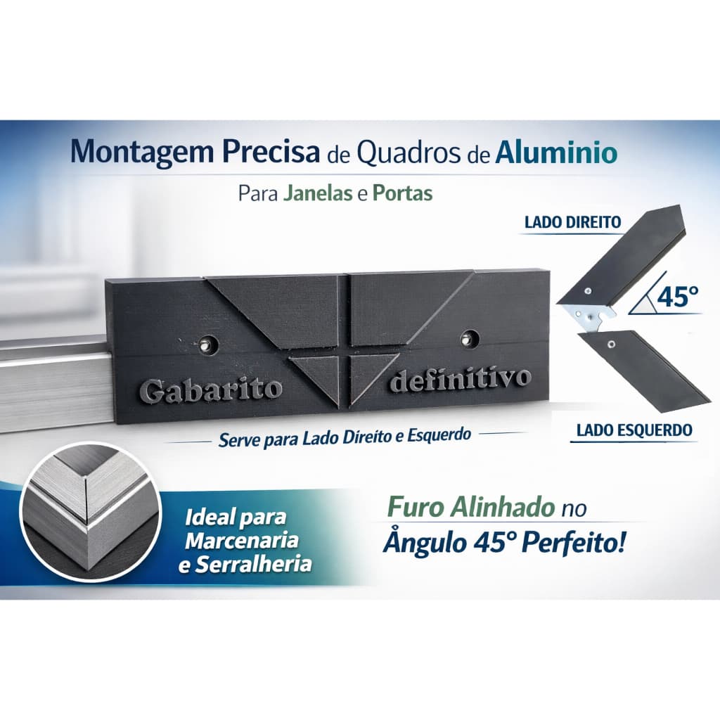 Gabarito Esquadreta - Gabarito para Furação de Esquadreta Esquadreta Montante de Alumínio