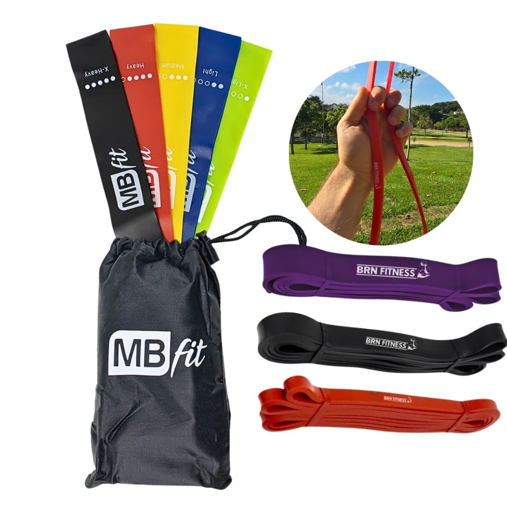 Kit 5x Elastico Theraband+ 3x Superband Leve/Moderado/Pesado