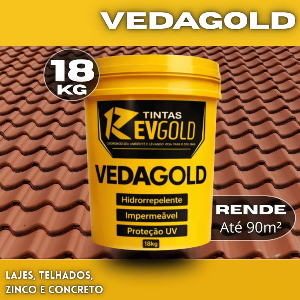 Vedagold Revgold 18kg Manta Líquida Impermeabilizante  Lajes Telhados Anti Umidade Alta Resistência