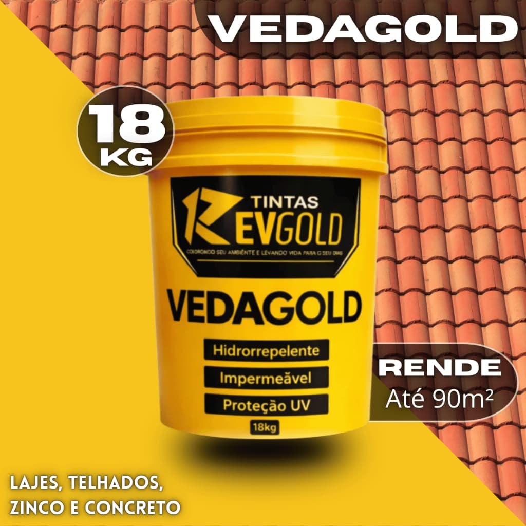 Revgold Vedagold 18kg Manta Líquida Impermeabilizante Emborrachada Anti Infiltração Laje Telhado