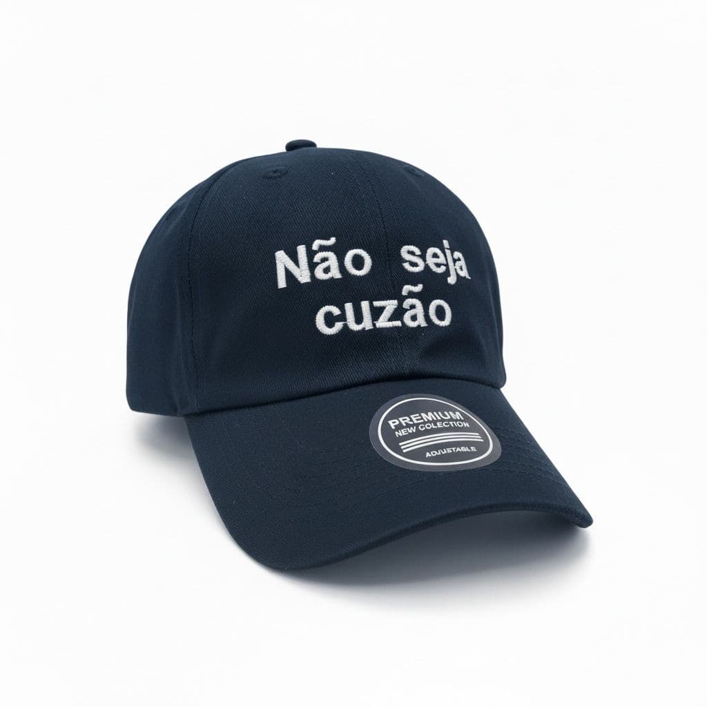 Boné Frase Não Seja Cuzão Bordado Premium Modelo Dad Hat Estilo Meme Resenha Churrasco Festa Amigos