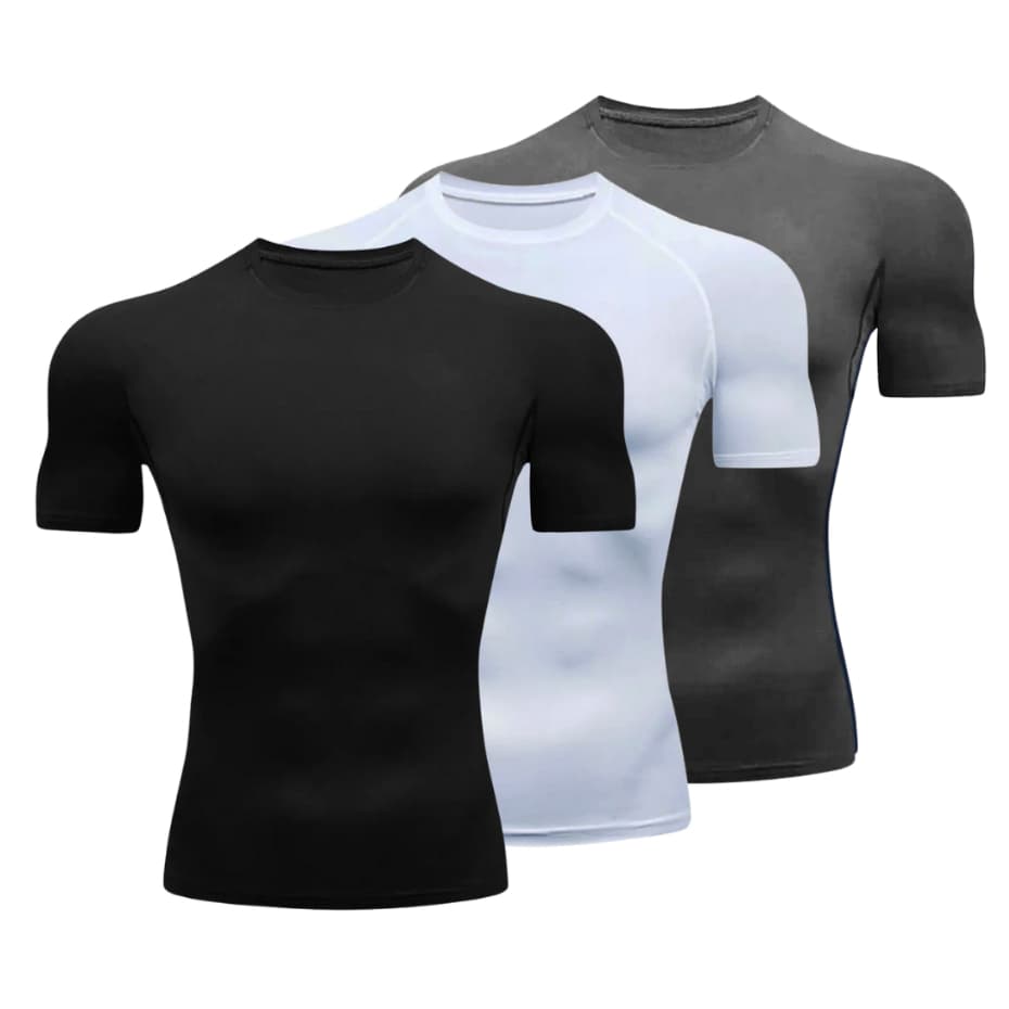 Kit 3 Camisas Compressão Camiseta Manga Curta Rash Guard Treino Academia Fitness