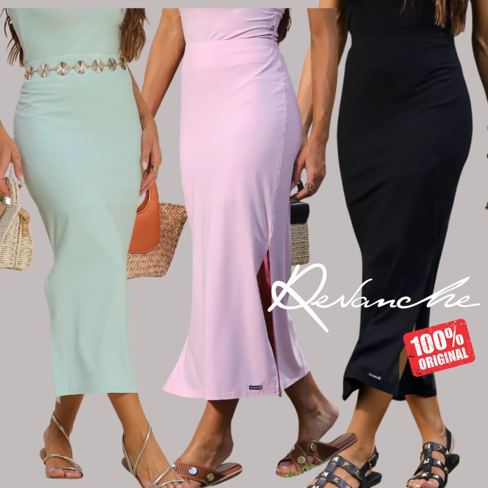 Saia Midi Com Fenda Lateral Feminina Revanche Lusitânia