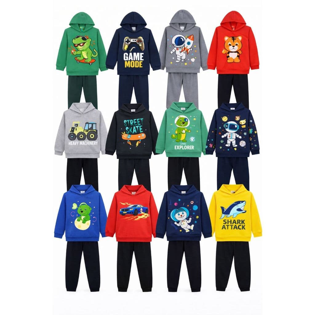 Kit 6 Peças 3 Conjunto Moletom Menino Roupa Infantil Inverno Frio Tamanho 01 ao 14