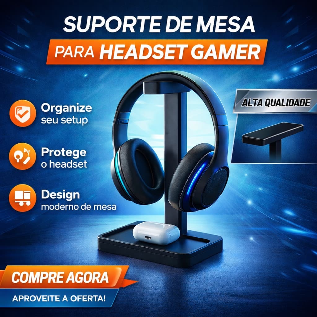 Suporte para Headphone Gamer de Mesa | Organizador de Fone de Ouvido Universal | Base Antiderrapante