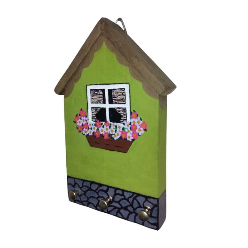 Artesanatos Decorativos Porta-Chaves Casinha Verde Decoração Moderna Oferta