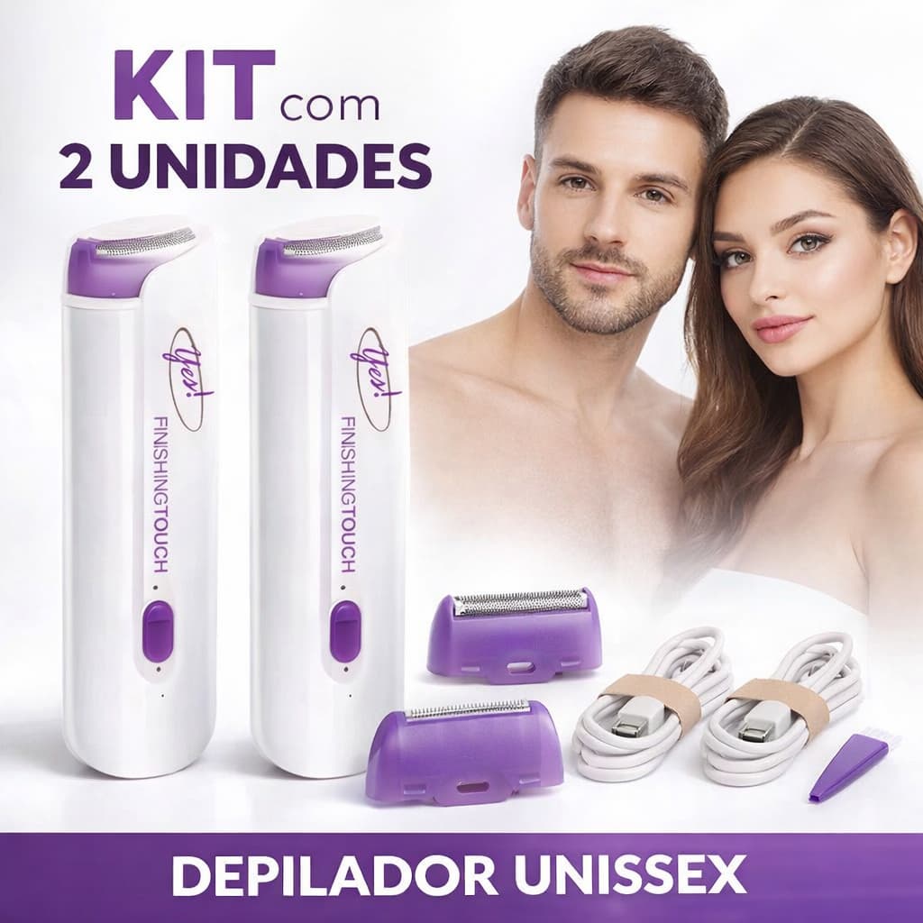 Kit 2 Depilador Corporal Facial Finishing Touch Led Recarregável Removedor de Pelos Feminino Indolor Portátil