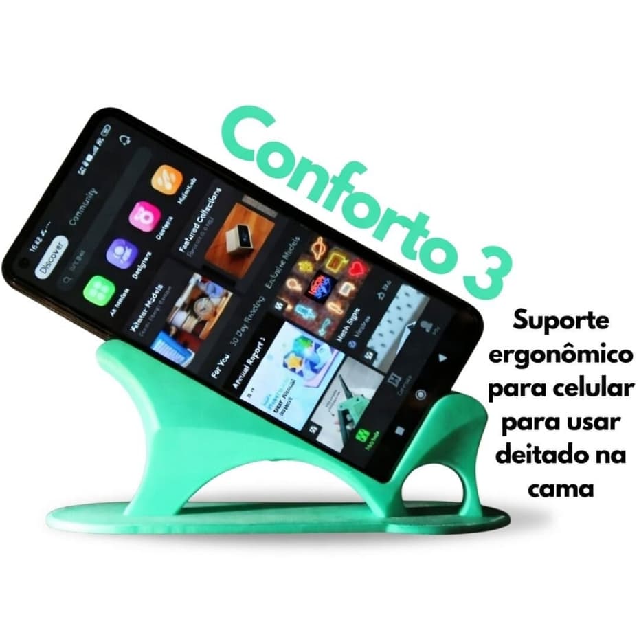 Suporte Celular/Tablet/Kindle Cama Ergonômico - Ângulo Ideal para Assistir - Use com capa.