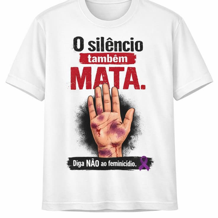 Camiseta Não ao feminicídio, mulheres, contra a violência doméstica, protesto, força, luta, justiça (envio rápido)