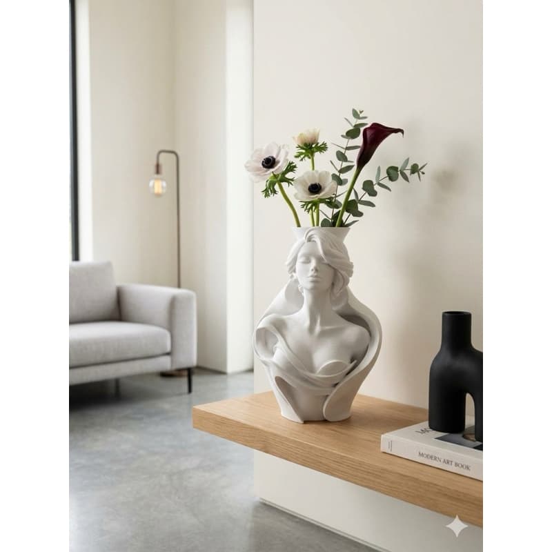 Vaso Decorativo Escultura Feminina Minimalista – Vaso de Flores Moderno para Sala, Quarto e Decoração Luxo