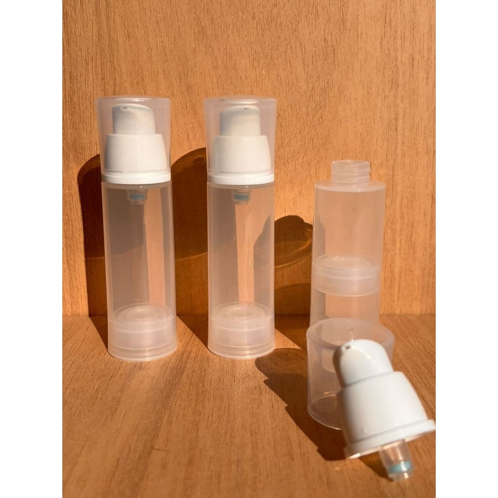 Kit 10 Frascos Airless Transparente 30ml Vácuo Portátil Plástico Recarregáveis
