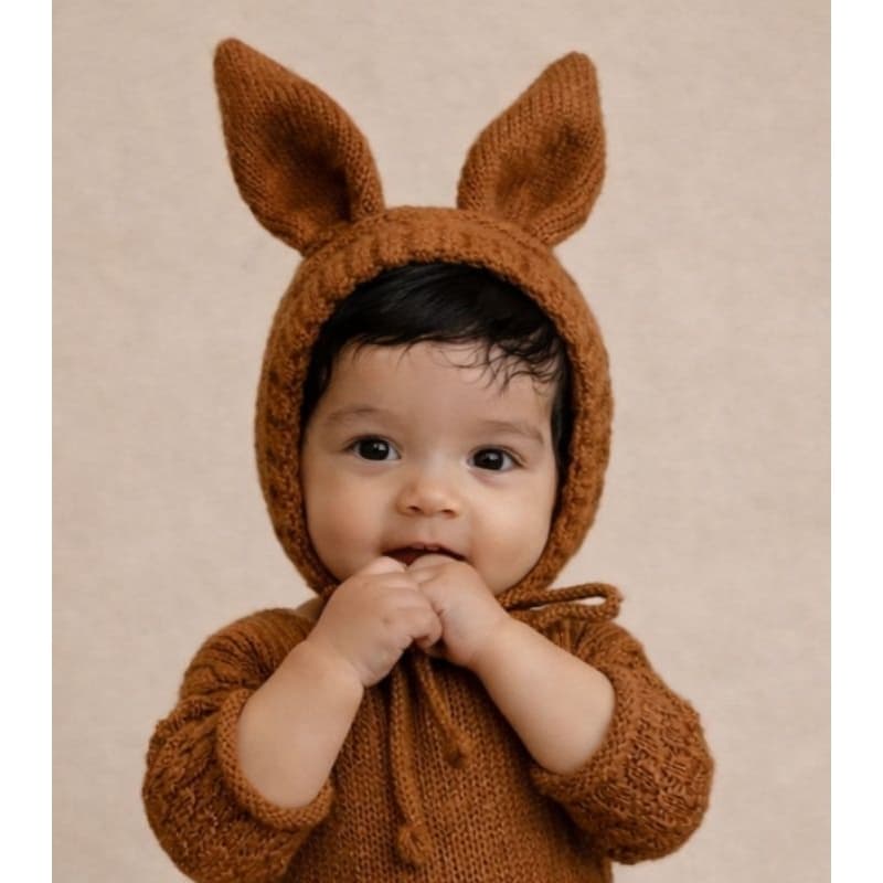 ✨ Touca Coelhinho Newborn em Tricô | Prop para Fotografia de Bebê ✨