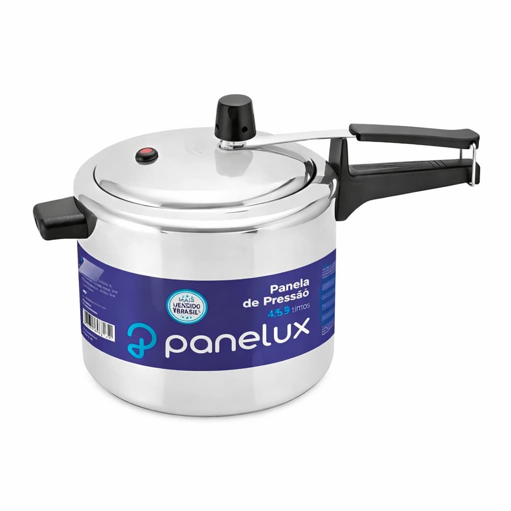 Panela De Pressão 4,5 Litros Alumínio Polido Panelux Classic Cor Cinza